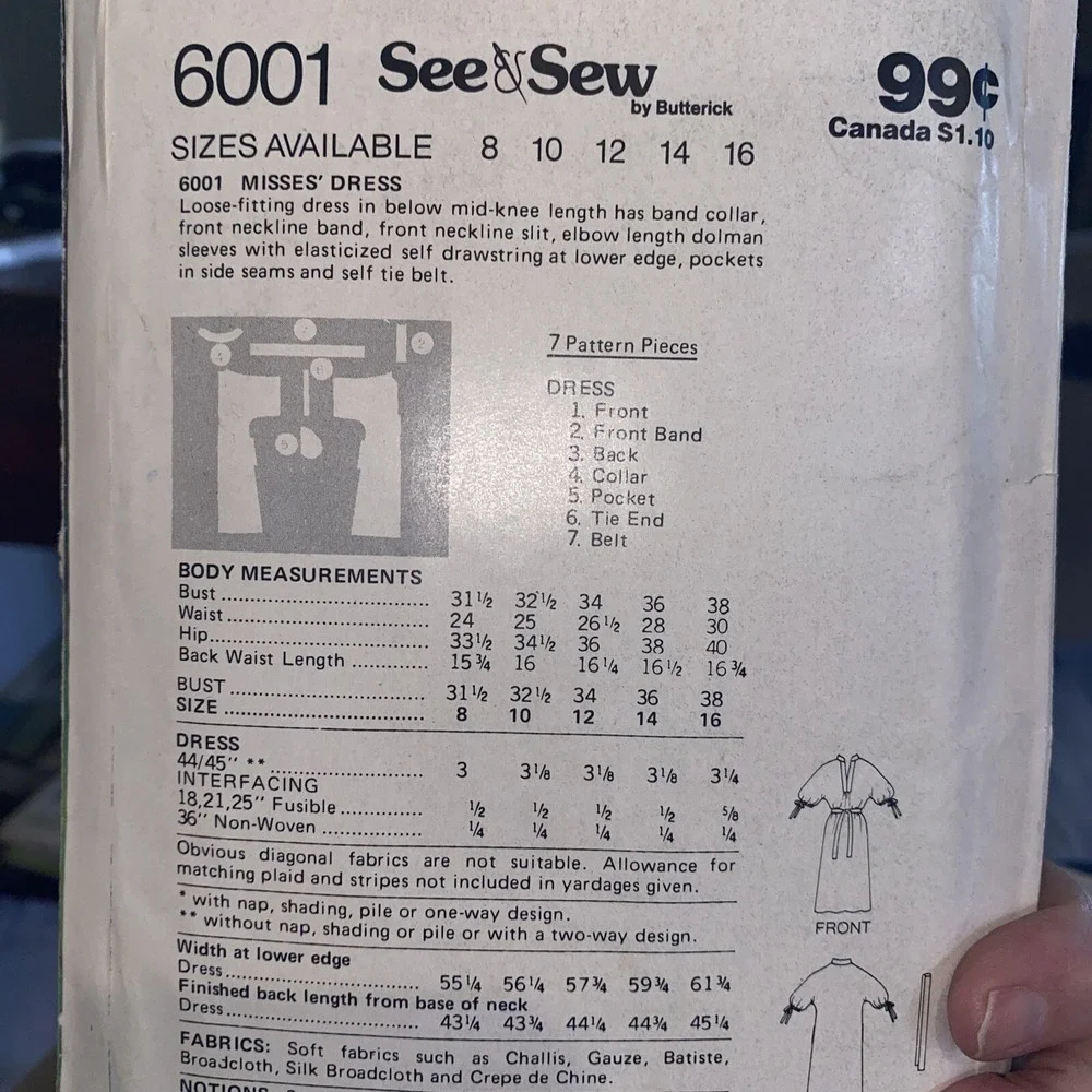 Vintage See & Sew Butterick Dress Pattern 6001 Size 12 Uncut Misses Dress